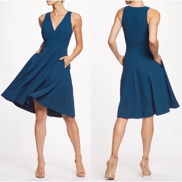 Dress the Population Dresses & Skirts - DRESS THE POPULATION Catalina Peacock Blue Fit & Flare Cocktail Dress XS NEW